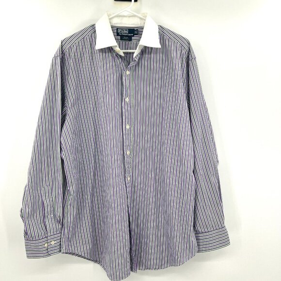 Polo Ralph Lauren Other - Polo by Ralph Lauren Regent Classic Fit Purple Green Striped Shirt 17.5 34/35
